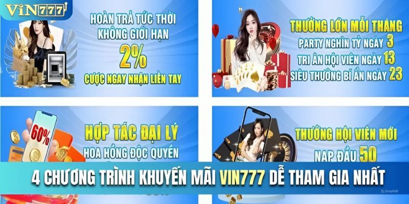 4 chương trình khuyến mãi Vin777 dễ tham gia nhất